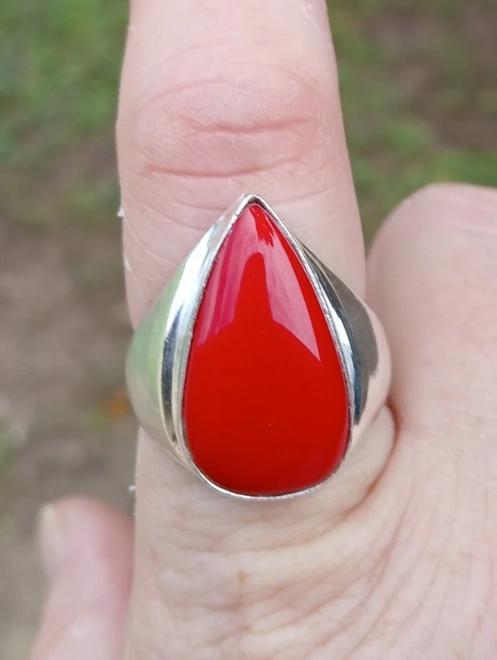 New Men's Coral 925 Silver Ring.